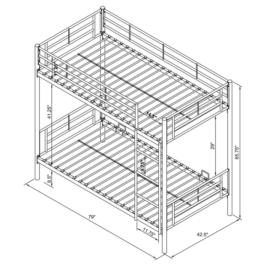 (image for) Hayward Metal Twin Over Twin Bunk Bed Black