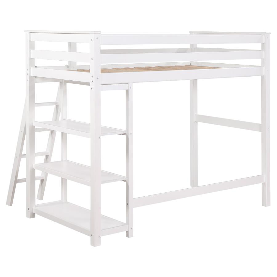 (image for) Anica 3-shelf Wood Twin Loft Bed White