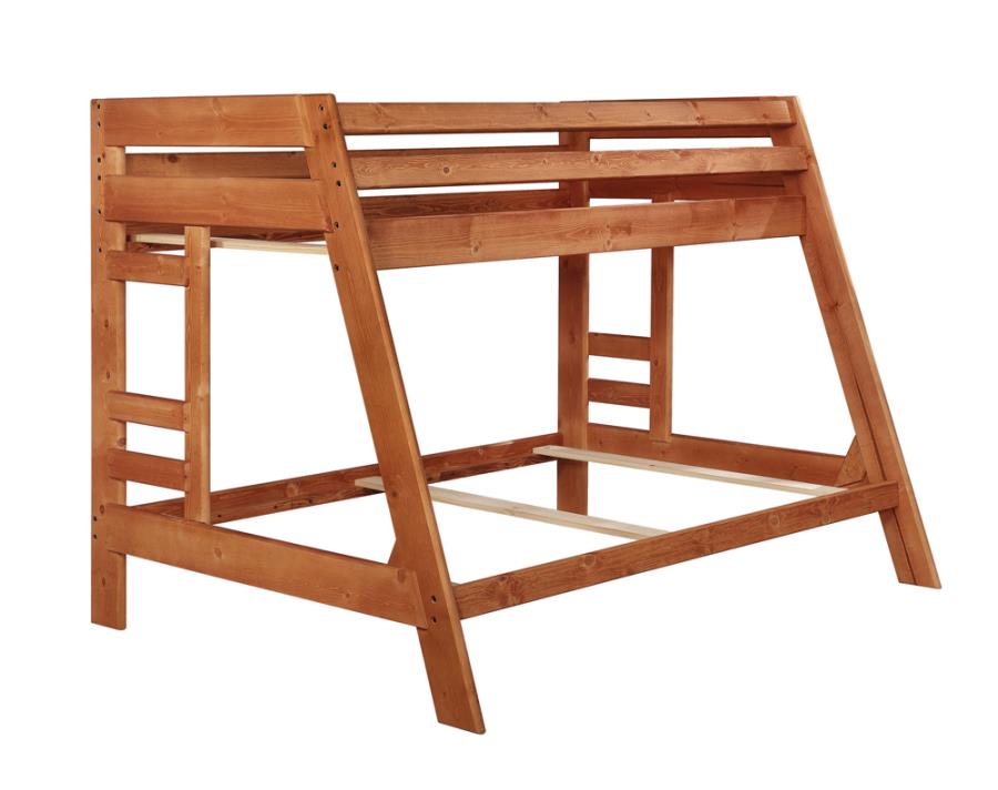 (image for) Wrangle Hill Wood Twin Over Full Bunk Bed Amber Wash