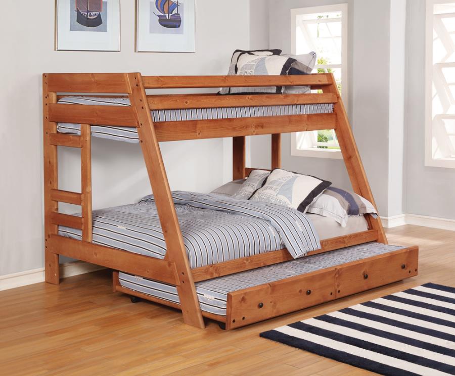 (image for) Wrangle Hill Wood Twin Over Full Bunk Bed Amber Wash