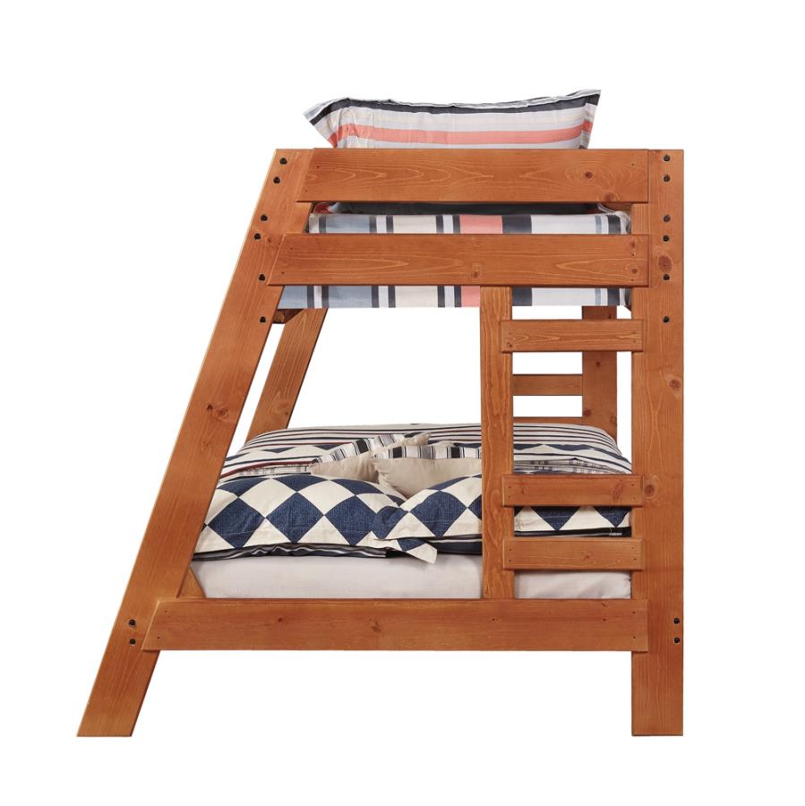 (image for) Wrangle Hill Wood Twin Over Full Bunk Bed Amber Wash