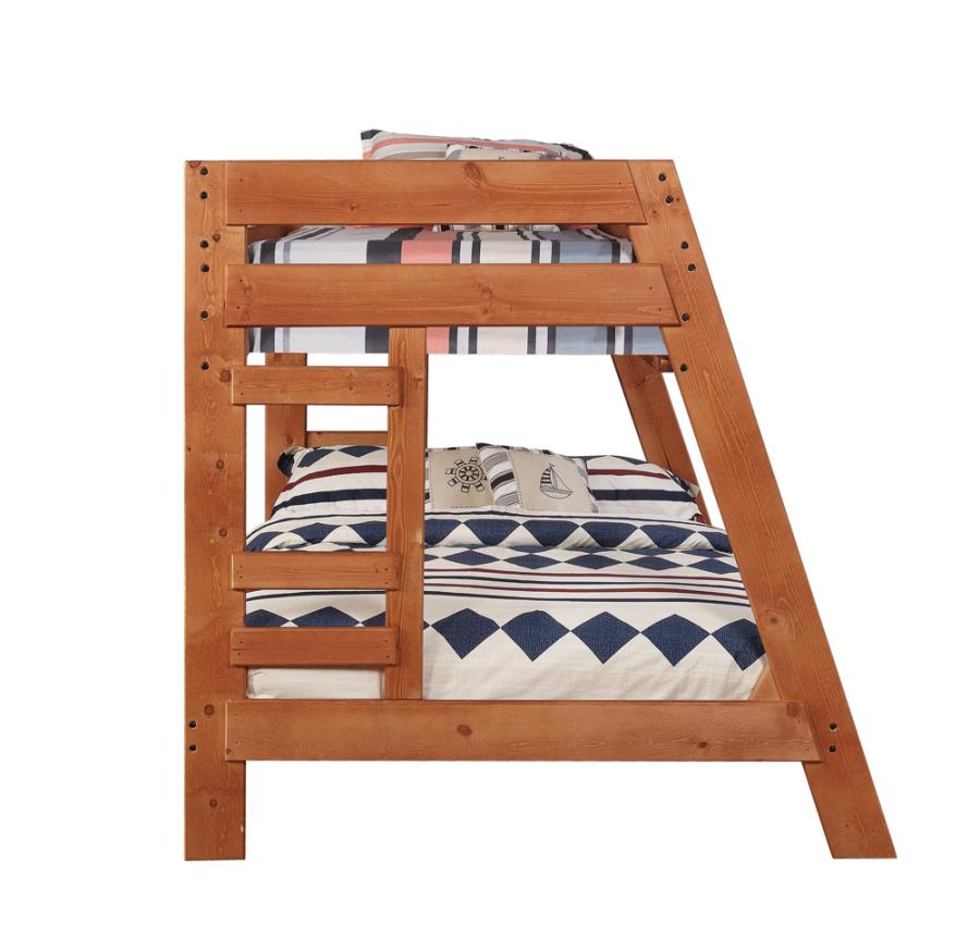 (image for) Wrangle Hill Wood Twin Over Full Bunk Bed Amber Wash