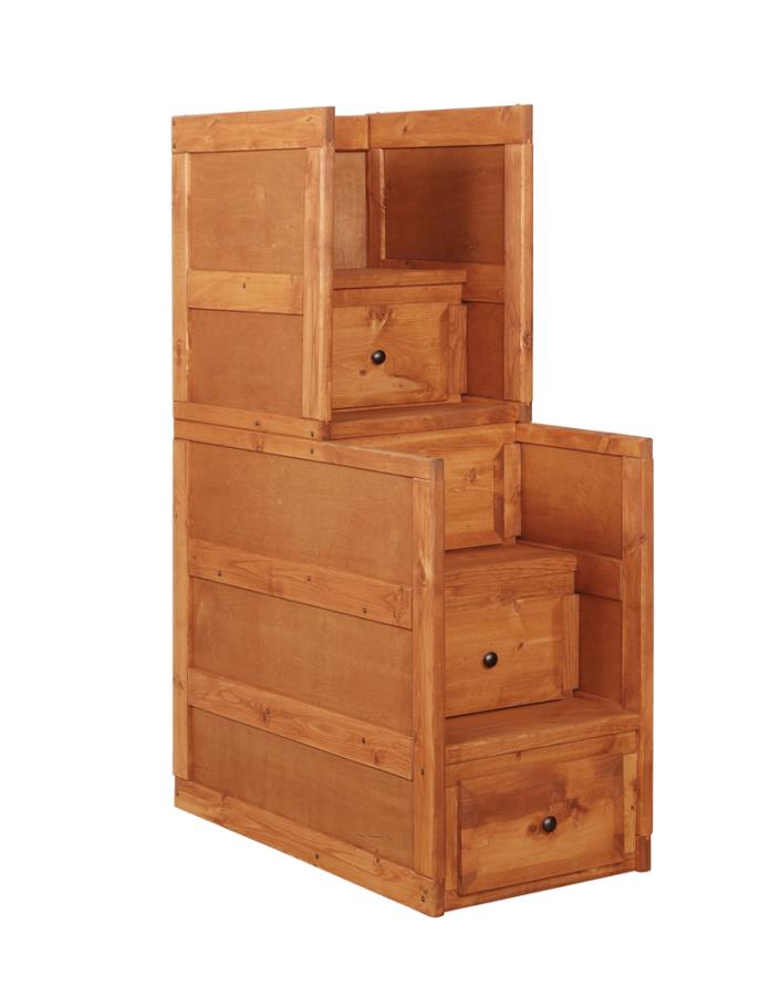 (image for) Wrangle Hill 4-drawer Stairway Chest Washed Amber