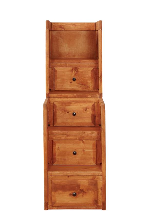 (image for) Wrangle Hill 4-drawer Stairway Chest Washed Amber