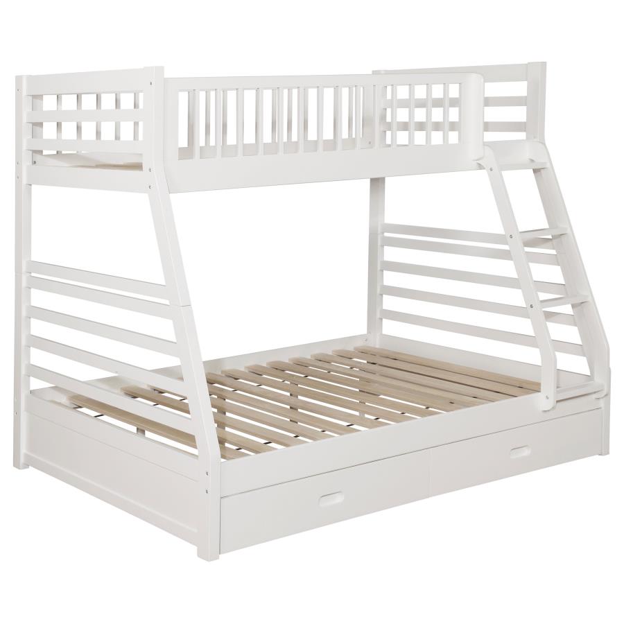 (image for) Ashton 2-drawer Wood Twin Over Full Bunk Bed White