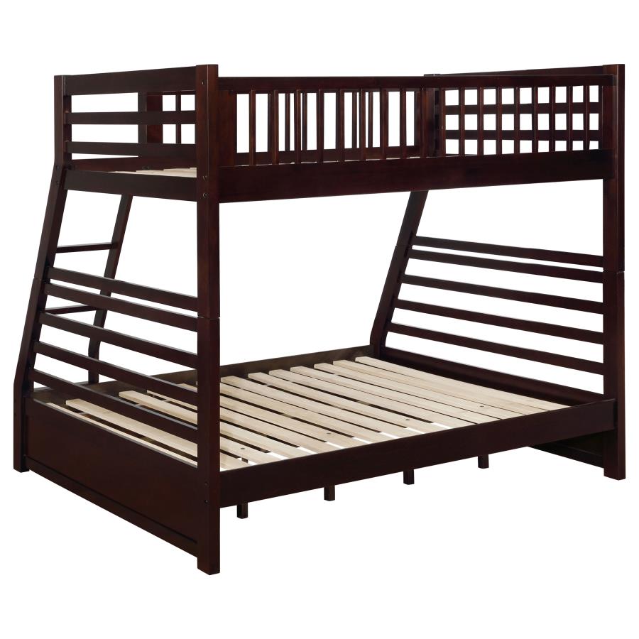 (image for) Ashton 2-drawer Wood Twin Over Full Bunk Bed Cappuccino