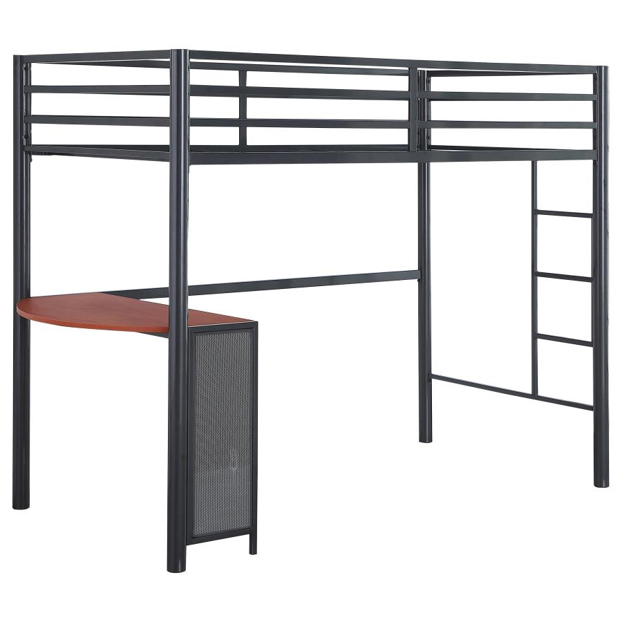 (image for) Fisher Twin Over Full Workstation Loft Bed Set Gunmetal