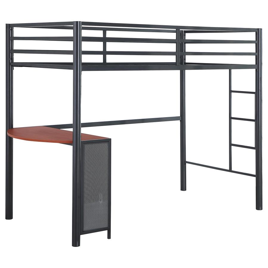 (image for) Fisher Twin Over Twin Workstation Loft Bed Set Gunmetal