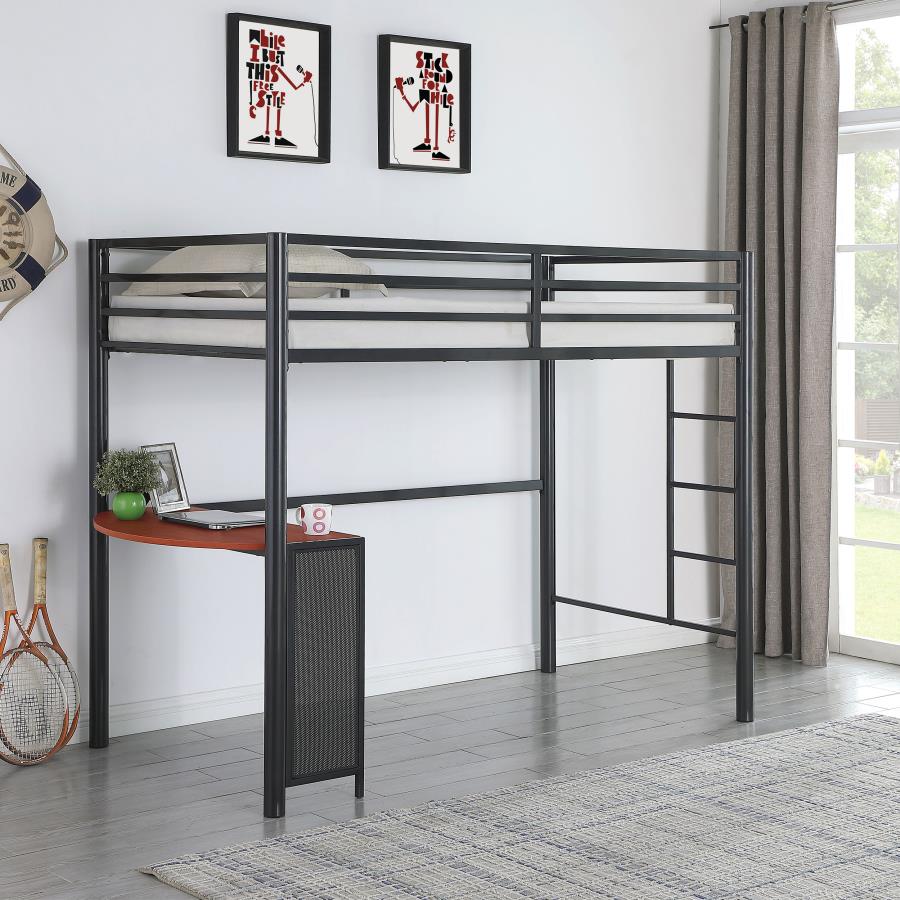 (image for) Fisher Twin Workstation Loft Bed Gunmetal