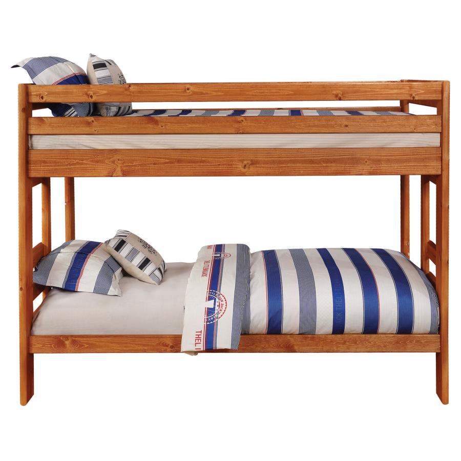 (image for) Wrangle Hill Wood Twin Over Twin Bunk Bed Amber Wash