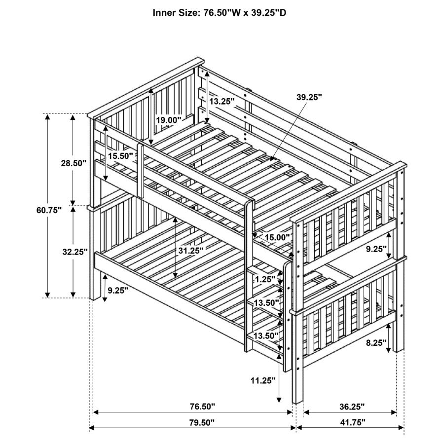 (image for) Chapman Wood Twin Over Twin Bunk Bed White