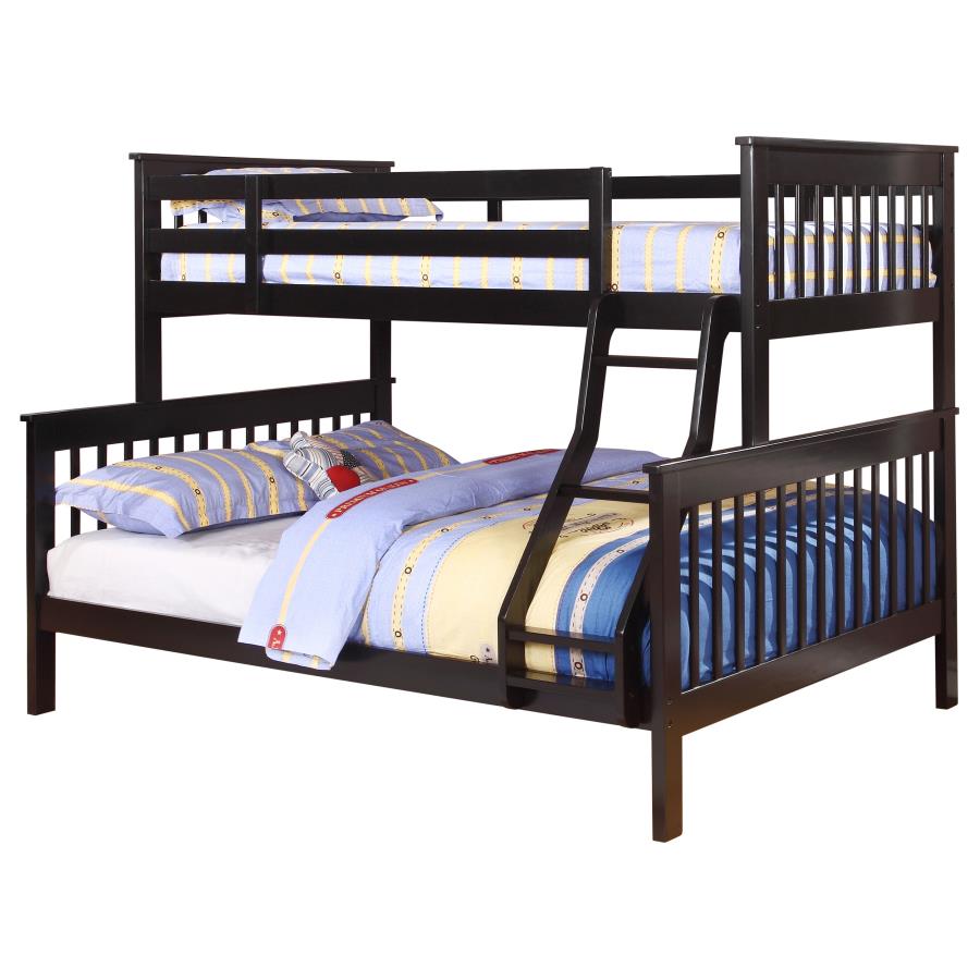 (image for) Chapman Wood Twin Over Full Bunk Bed Black - Click Image to Close