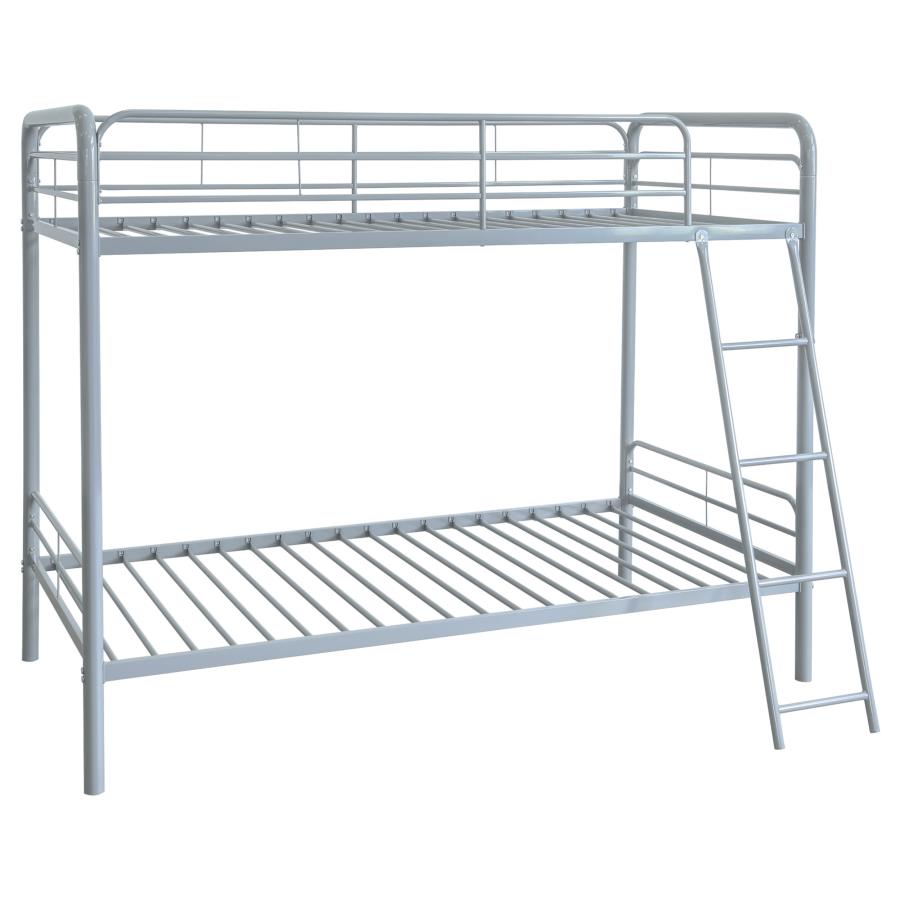 (image for) Carson Metal Twin Over Twin Bunk Bed Glossy Silver