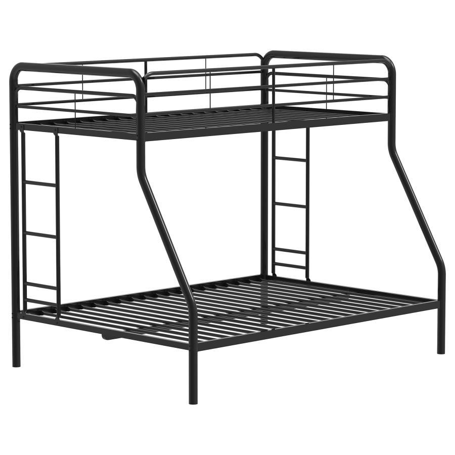 (image for) Carson Metal Twin Over Full Bunk Bed Glossy Black