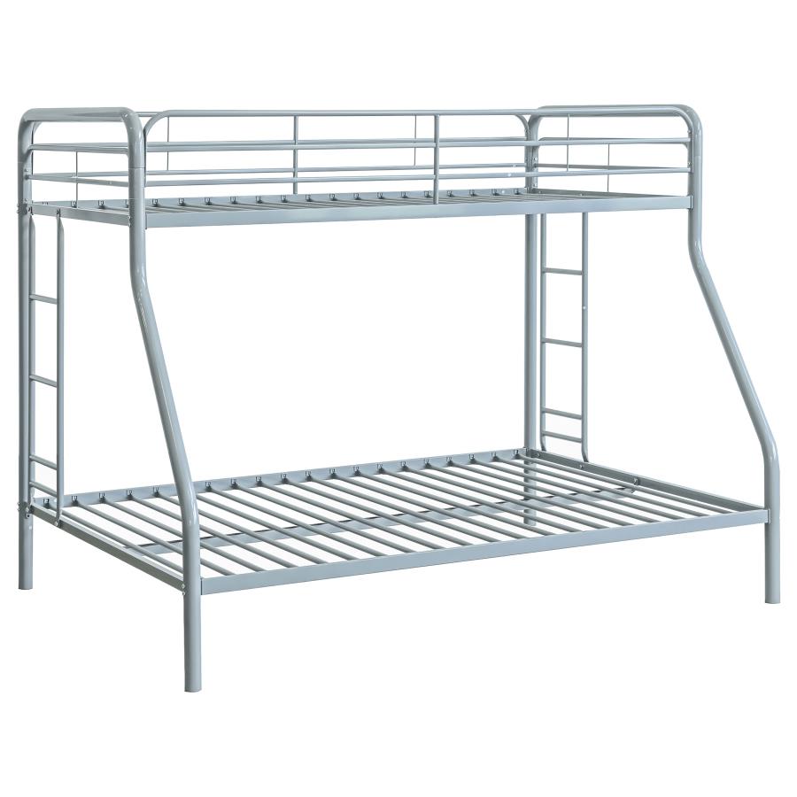 (image for) Carson Metal Twin Over Full Bunk Bed Glossy Silver