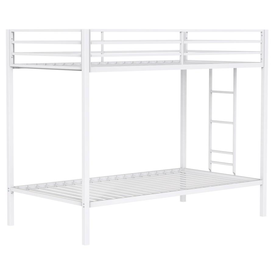 (image for) Alevera Metal Twin Over Twin Bunk Bed with Ladder White