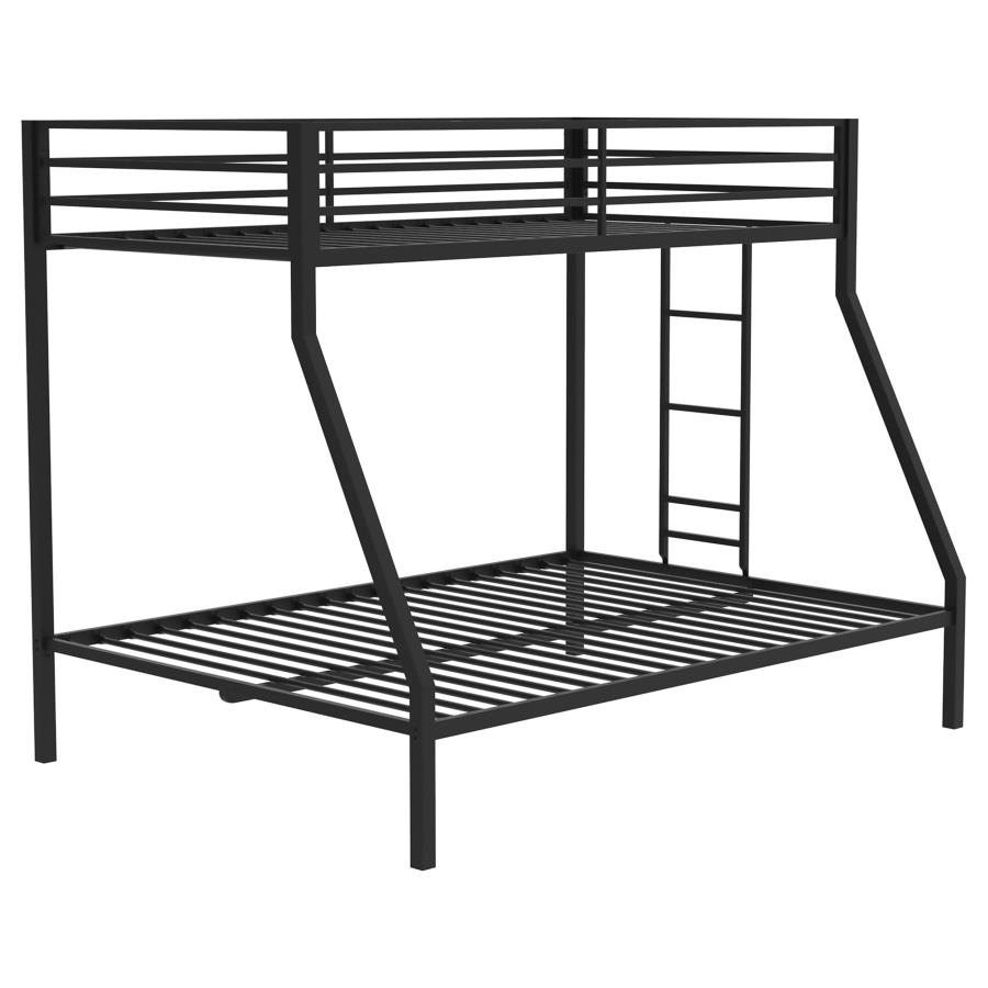 (image for) Alevera Metal Twin Over Full Bunk Bed with Ladder Black
