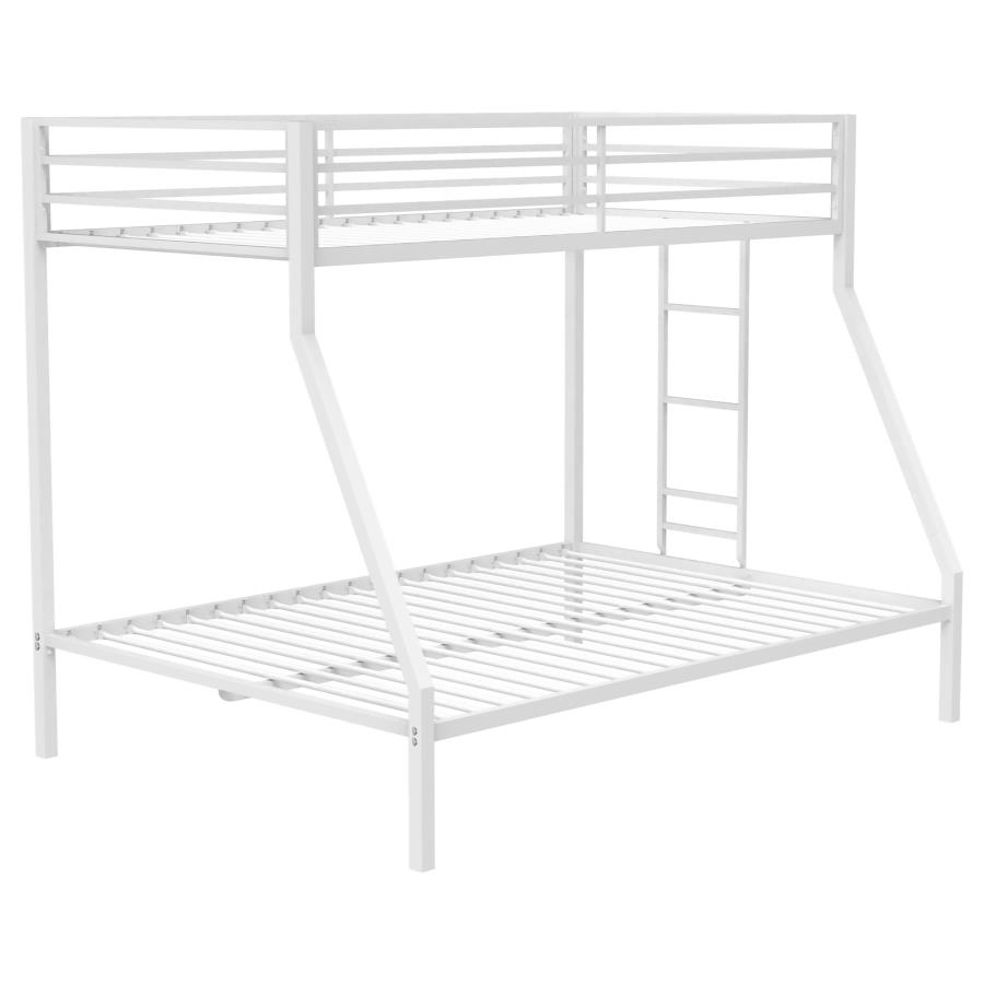(image for) Alevera Metal Twin Over Full Bunk Bed with Ladder White