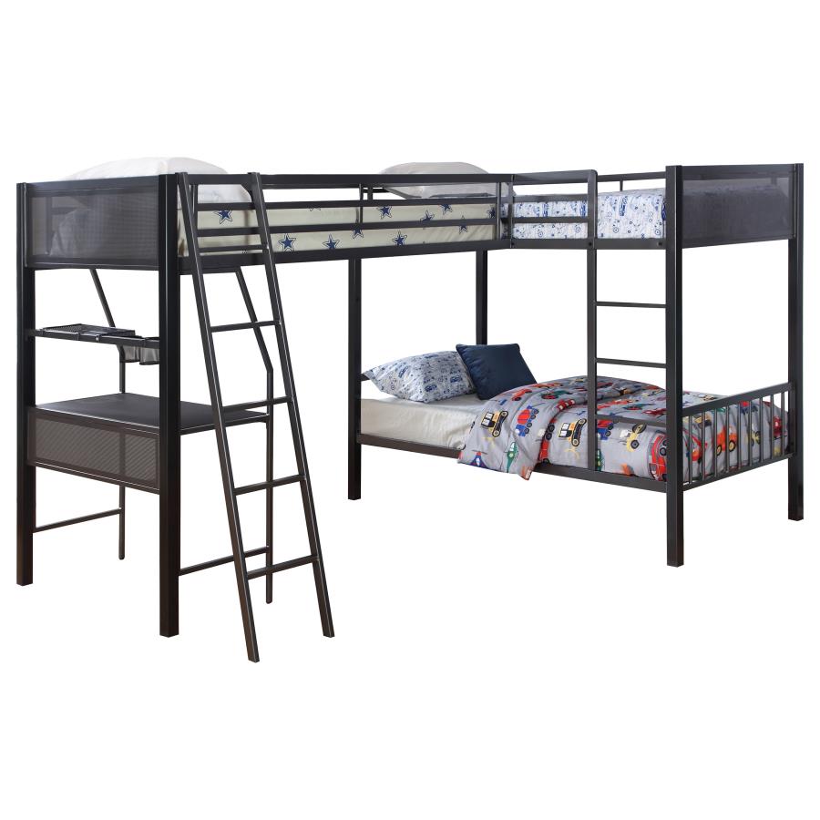 (image for) Meyers Metal Twin Over Twin Bunk Bed with Twin Loft Black