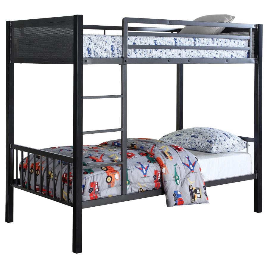 (image for) Meyers Metal Twin Over Twin Bunk Bed with Twin Loft Black