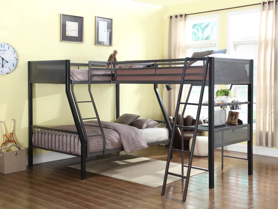 (image for) Meyers Metal Twin Over Full Bunk Bed with Twin Loft Black