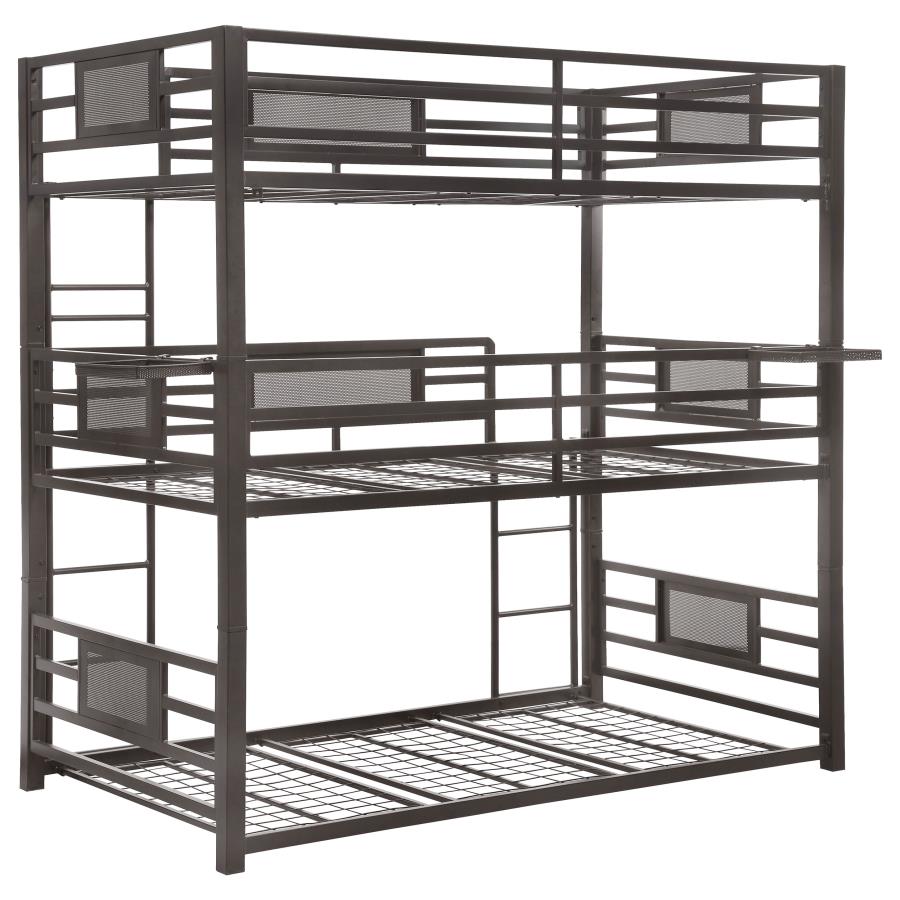 (image for) Rogen Metal Twin Triple Bunk Bed Dark Bronze