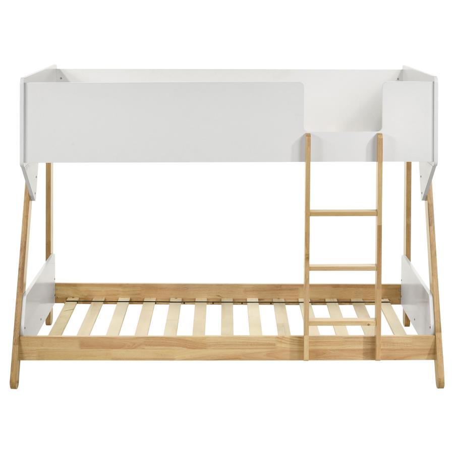 (image for) Wyatt Wood Twin Over Twin Bunk Bed White and Natural 