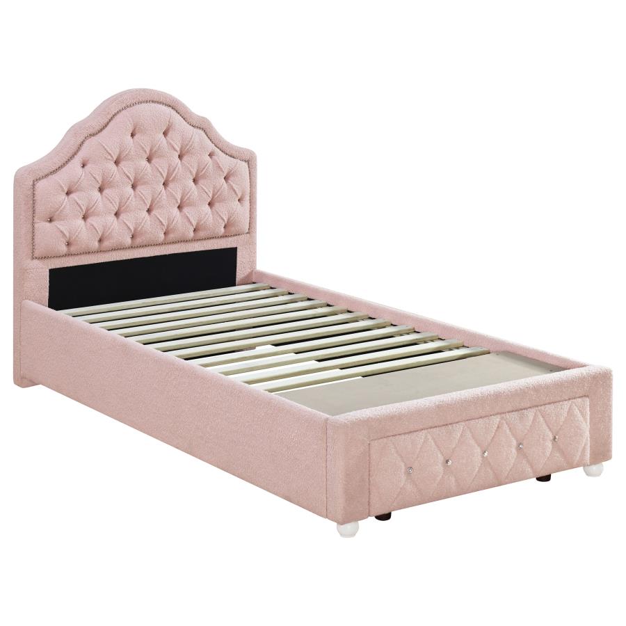 (image for) Ashleigh 44-inch Upholstered Twin Storage Platform Bed Pink