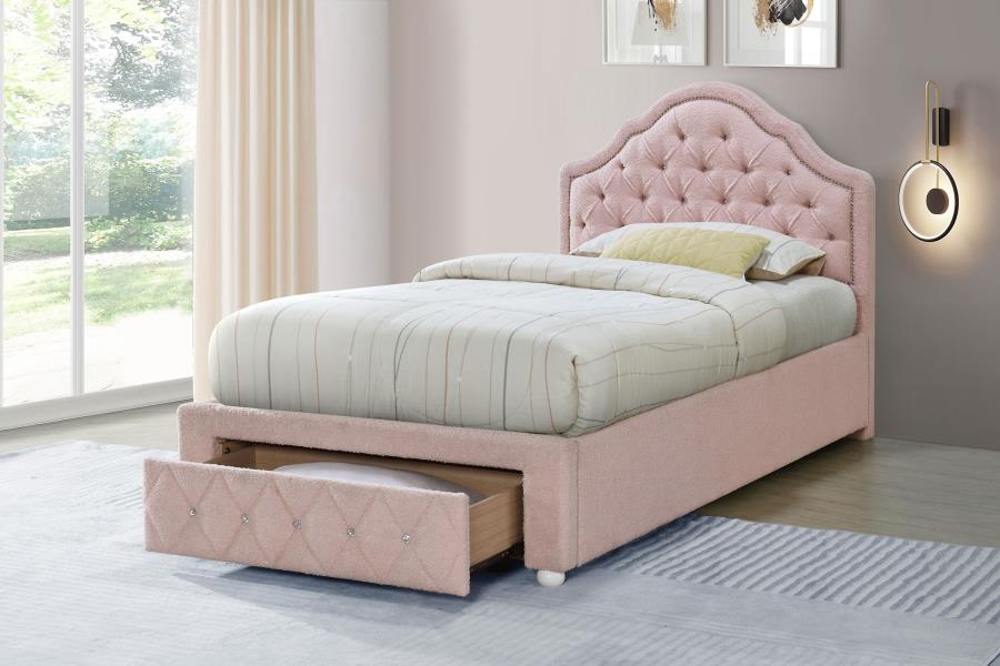 (image for) Ashleigh 44-inch Upholstered Twin Storage Platform Bed Pink