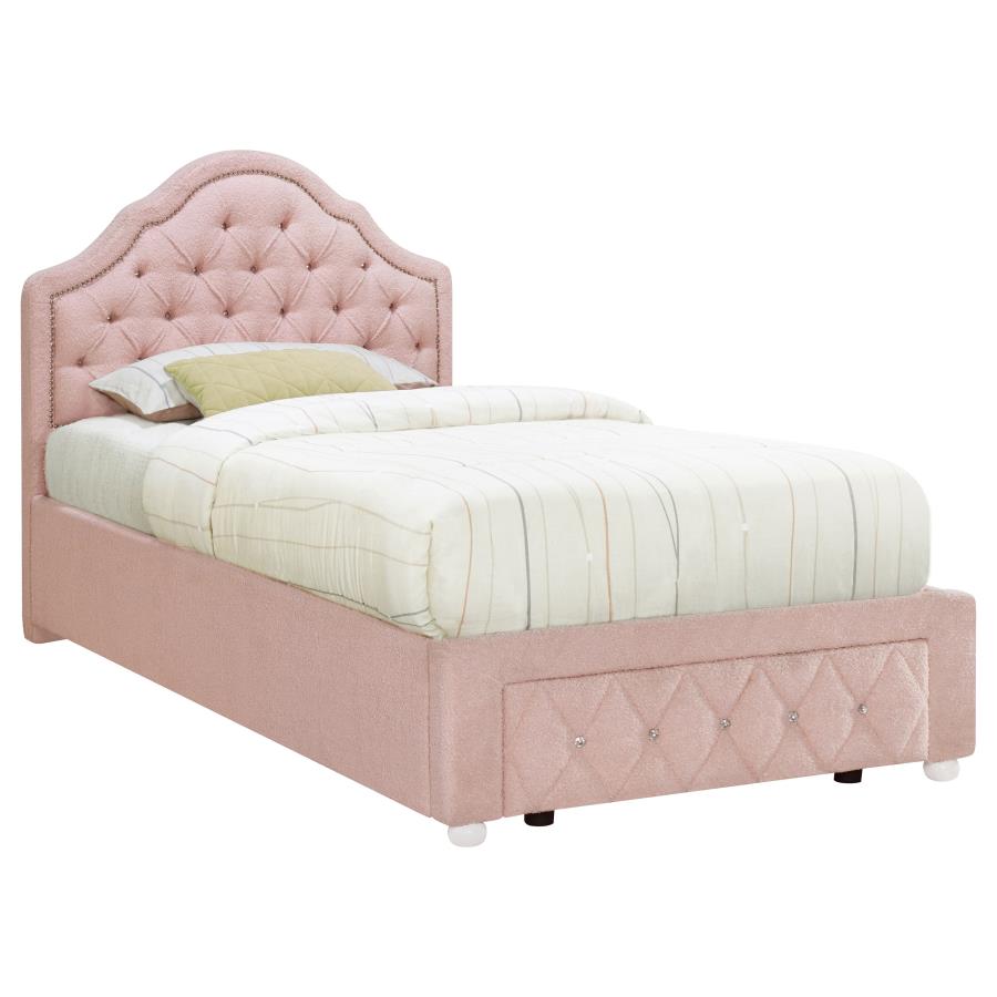 (image for) Ashleigh 44-inch Upholstered Twin Storage Platform Bed Pink