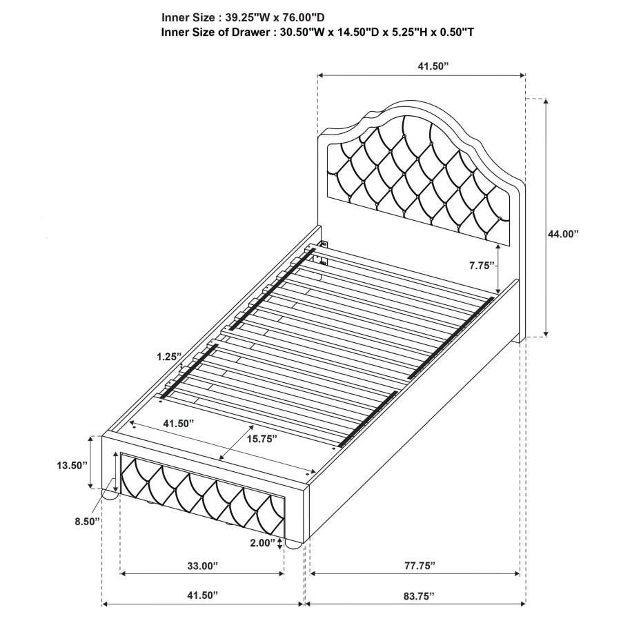 (image for) Ashleigh 44-inch Upholstered Twin Storage Platform Bed Pink