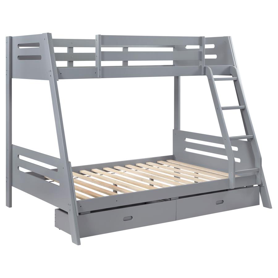 (image for) Trisha 2-drawer Wood Twin Over Full Bunk Bed Grey