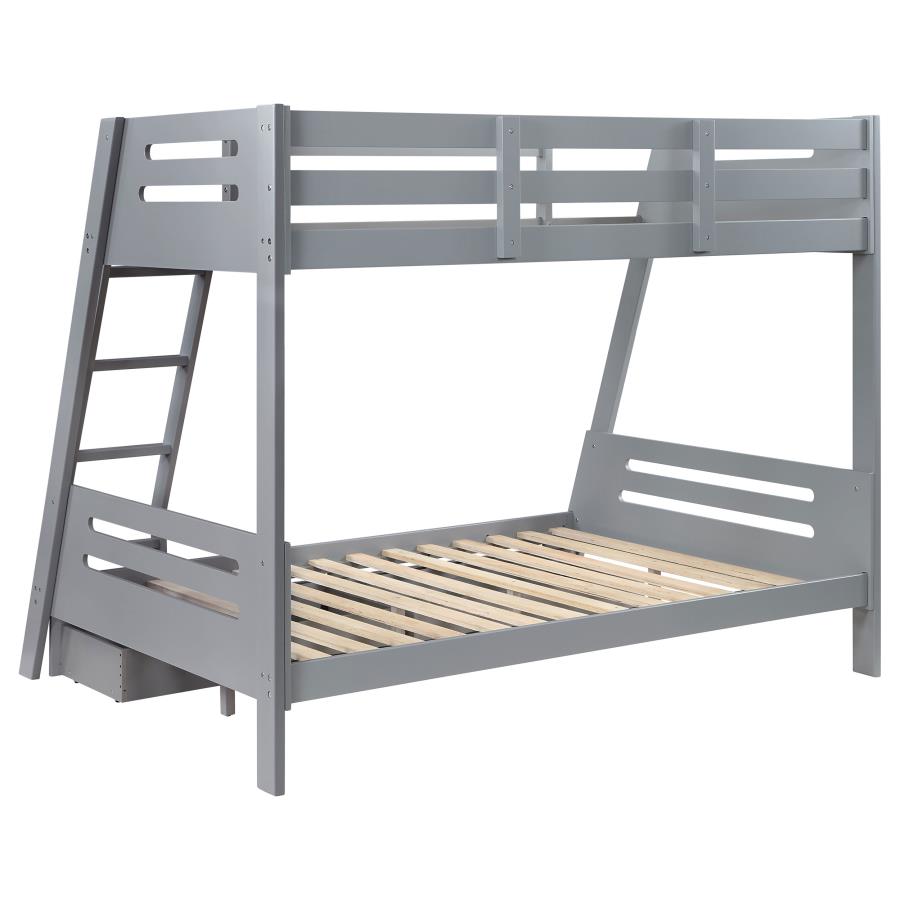 (image for) Trisha 2-drawer Wood Twin Over Full Bunk Bed Grey