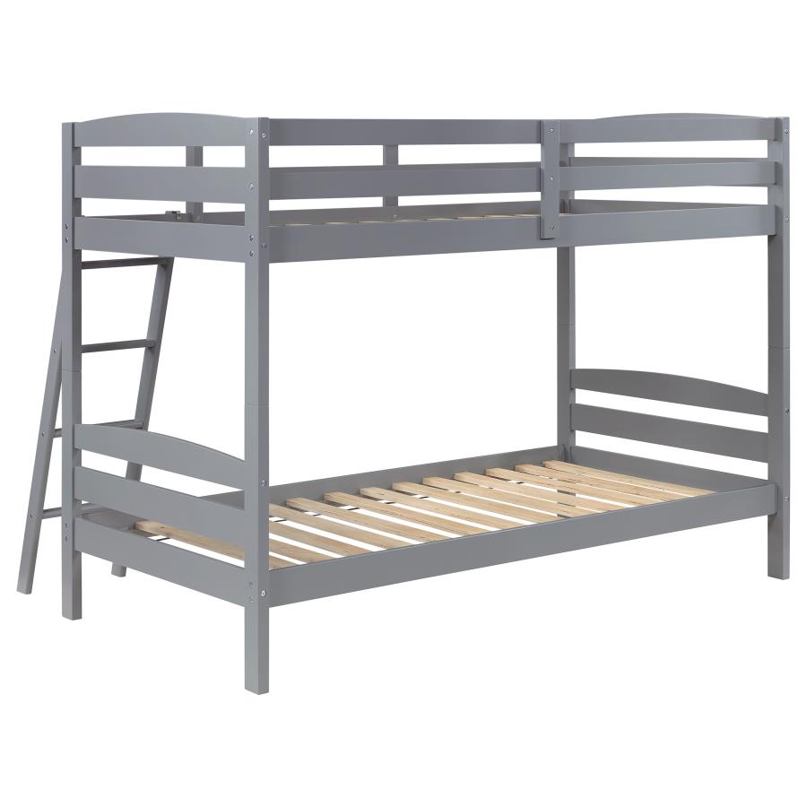 (image for) Rhea Wood Twin Over Twin Bunk Bed Grey