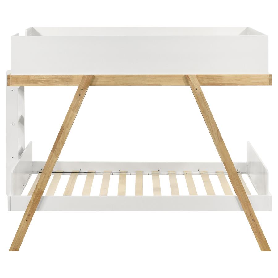 (image for) Frankie Wood Twin Over Twin Bunk Bed White and Natural