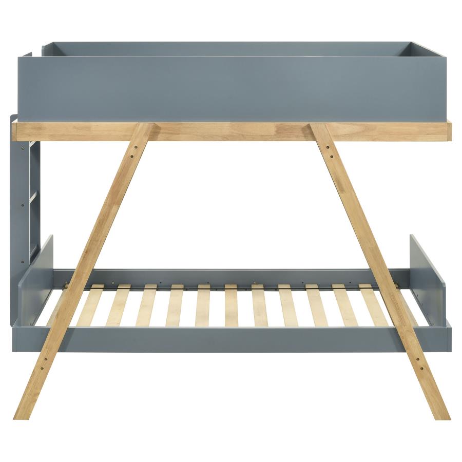 (image for) Frankie Wood Twin Over Twin Bunk Bed Blue and Natural