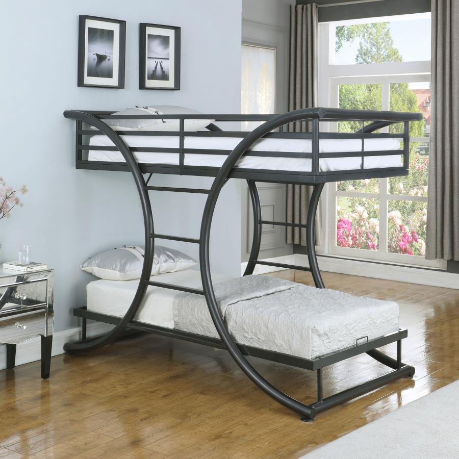 (image for) Stephan Metal Twin Over Twin Bunk Bed Gunmetal