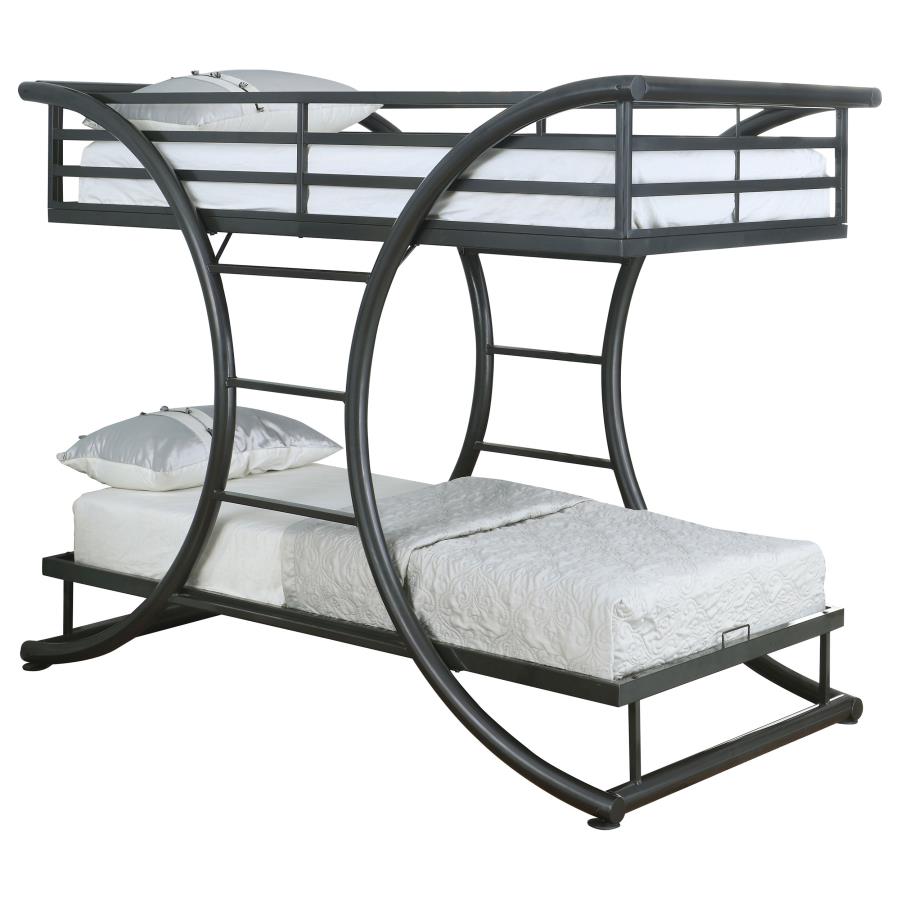 (image for) Stephan Metal Twin Over Twin Bunk Bed Gunmetal