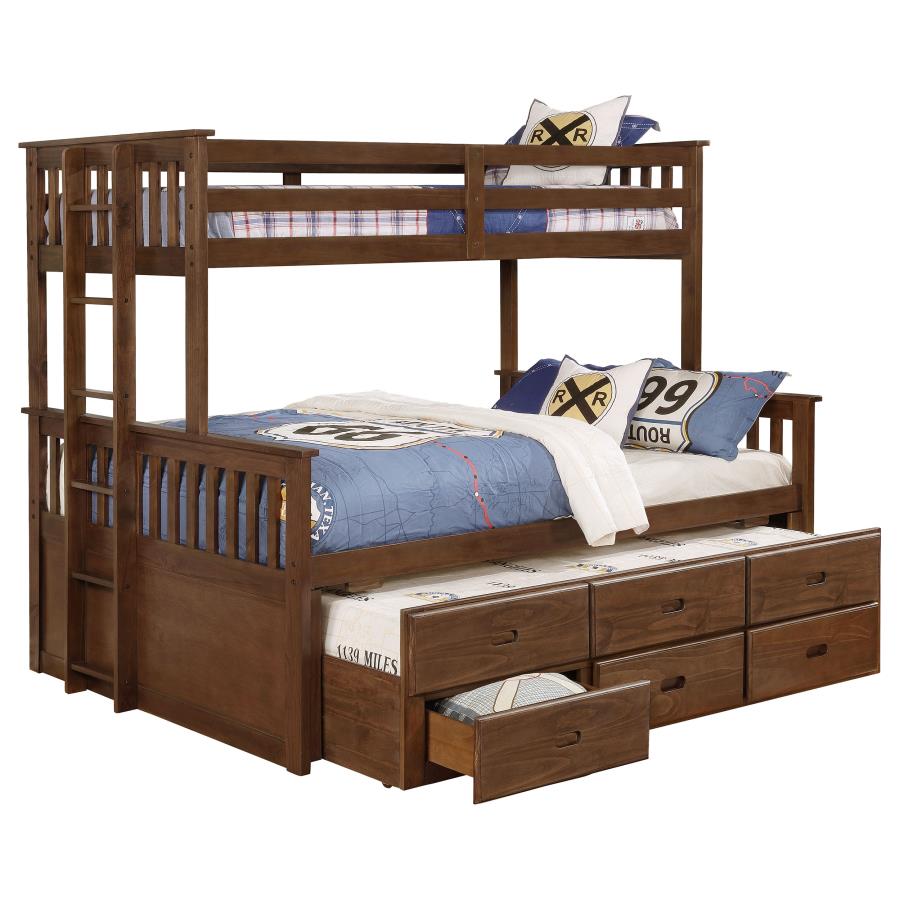 (image for) Atkin 3-drawer Twin XL Over Queen Bunk Bed Weathered Walnut