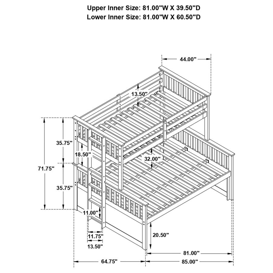 (image for) Atkin 3-drawer Twin XL Over Queen Bunk Bed Weathered Walnut