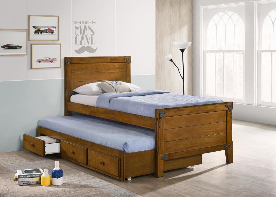 (image for) Granger Wood Twin Storage Captains Bed Rustic Honey