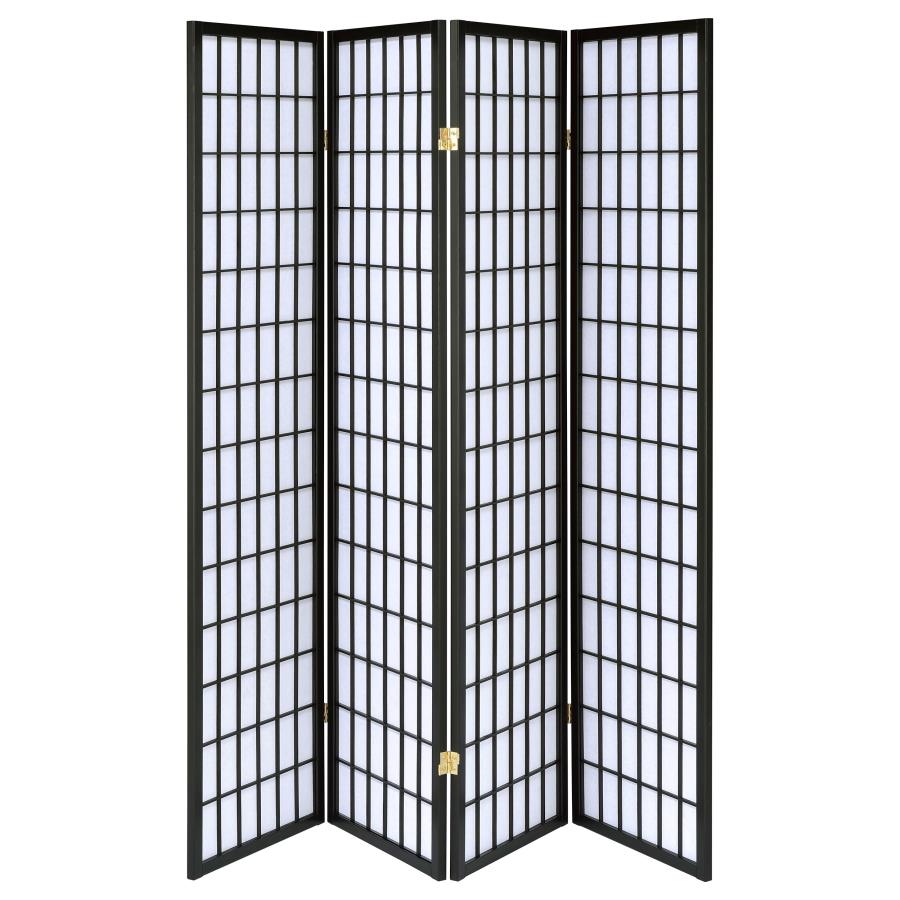 (image for) Roberto 4-Panel Room Divider Folding Shoji Screen Black