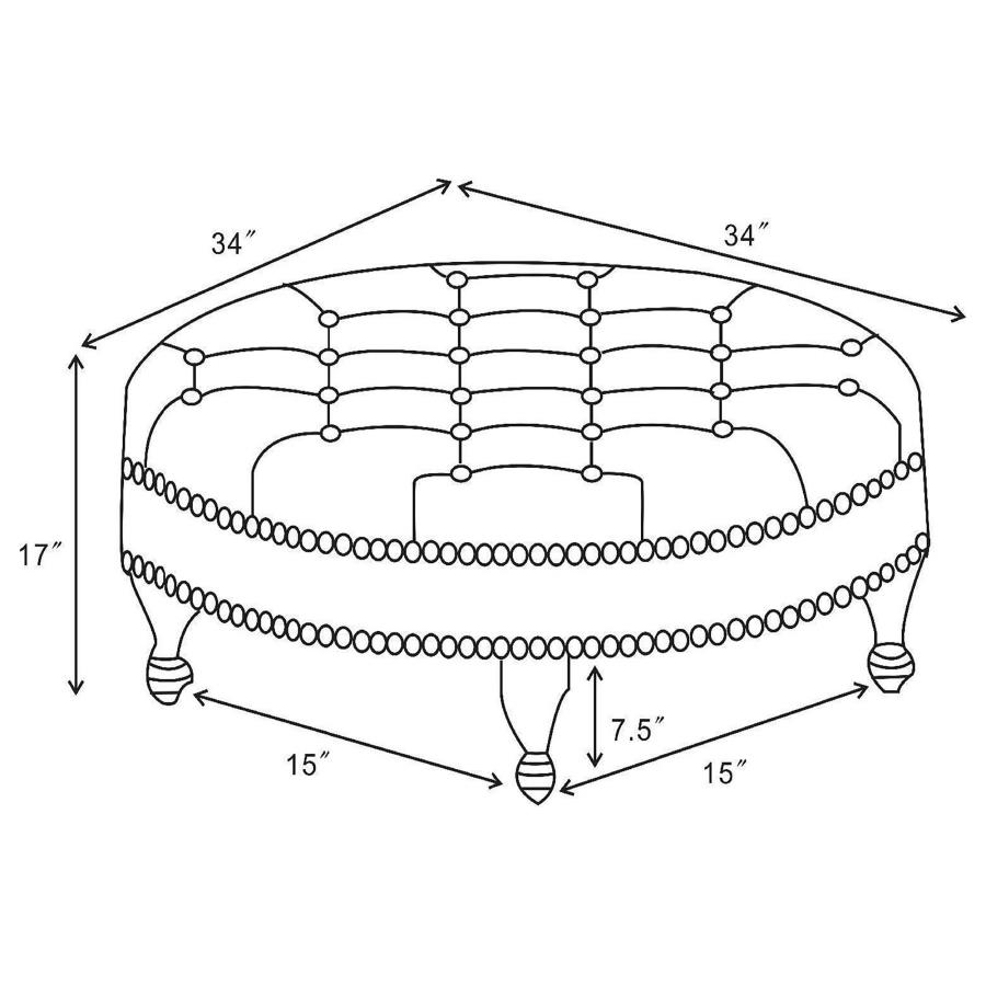 (image for) Elchin Round Upholstered Tufted Ottoman Oatmeal