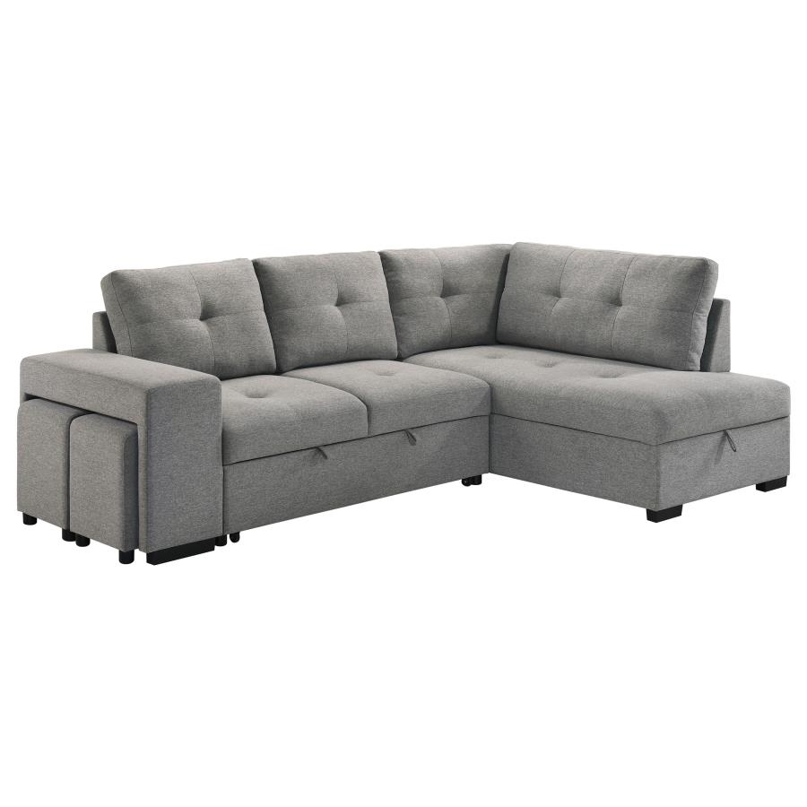 (image for) Roanne Fabric Upholstered Sleeper Sectional Sofa Grey