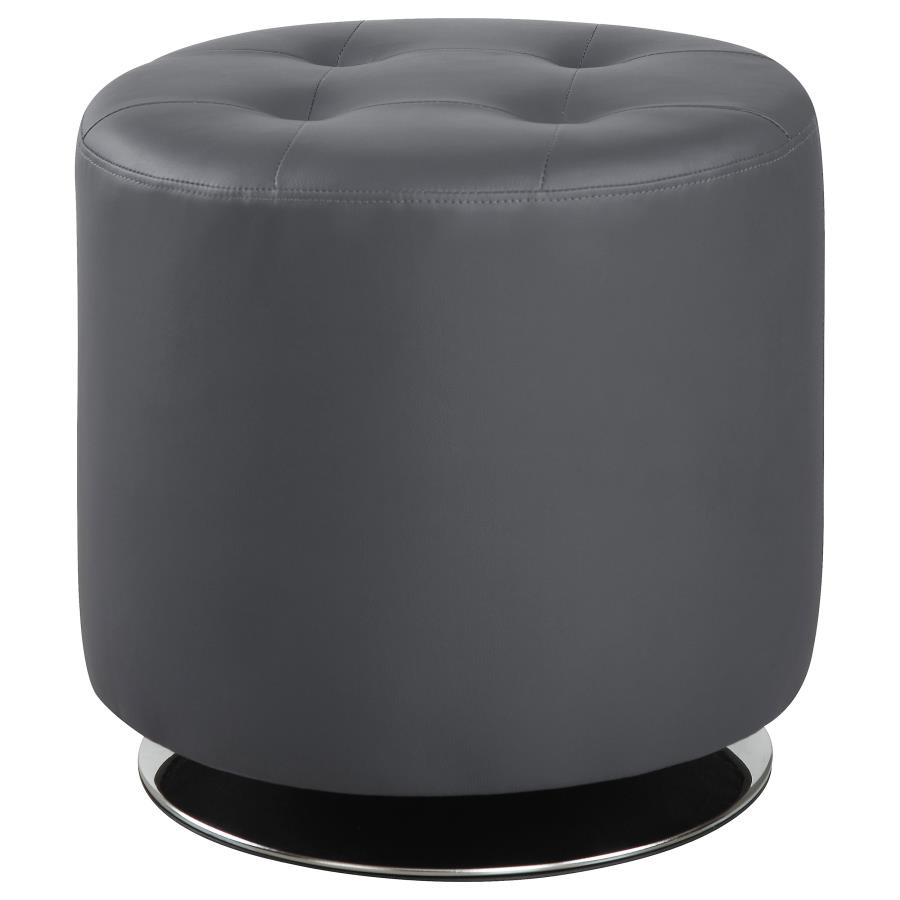 (image for) Bowman Round Upholstered Tufted Swivel Ottoman Grey