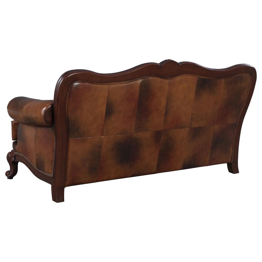 (image for) Victoria Full Leather Upholstered Rolled Arm Sofa Brown