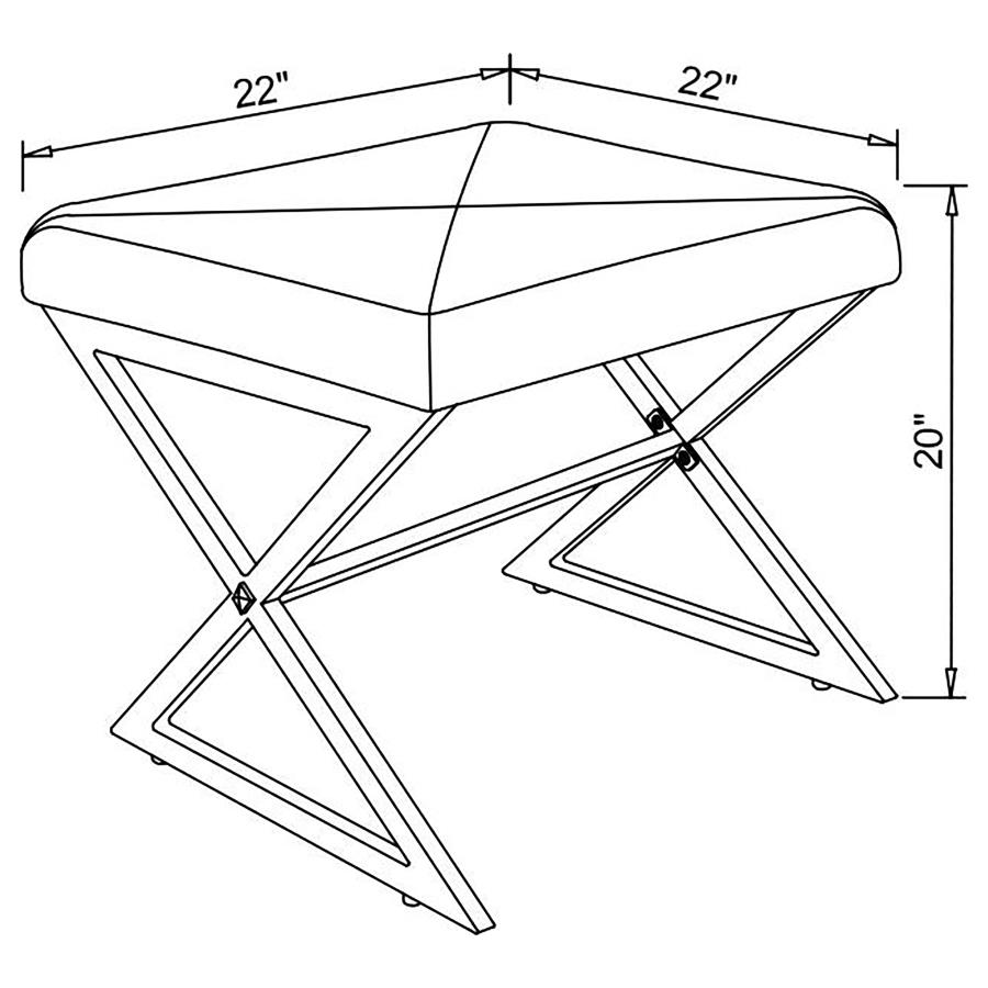 (image for) Rita X-cross Square Ottoman White and Chrome