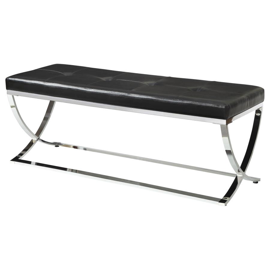 (image for) Walton Leatherette Upholstered Tufted Accent Bench Black