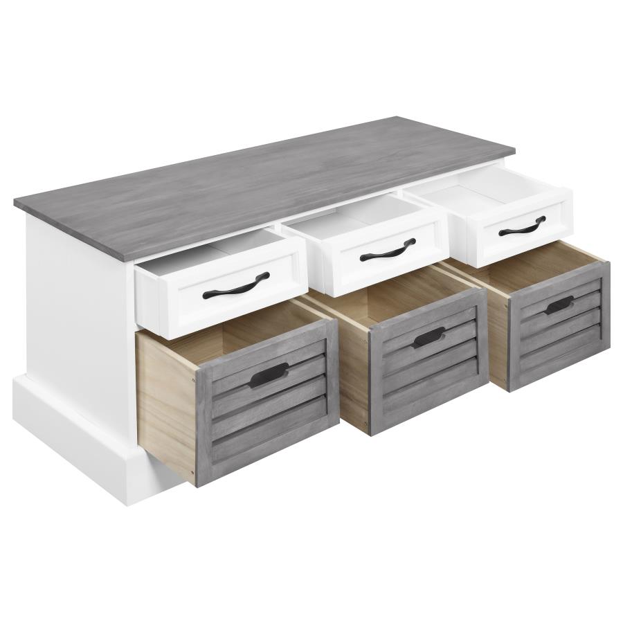 (image for) Alma 3-drawer Storage Bench White and Weathered Grey