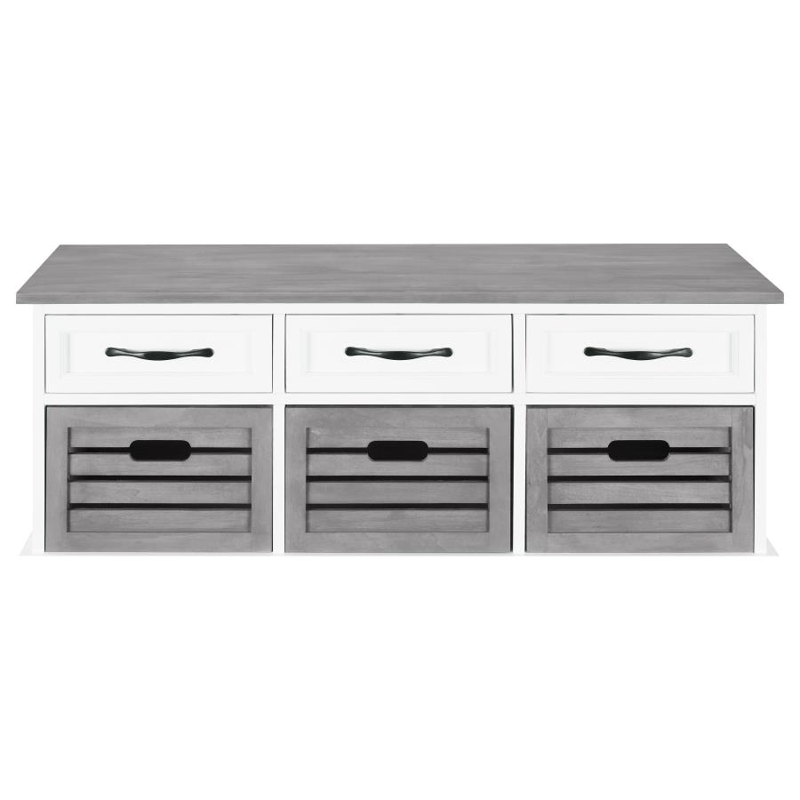 (image for) Alma 3-drawer Storage Bench White and Weathered Grey